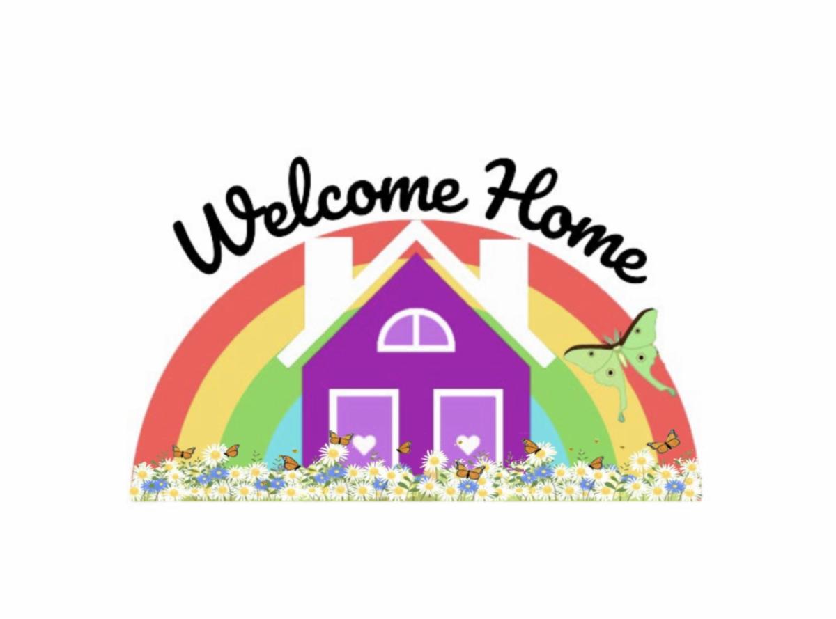 graphic of rainbow home